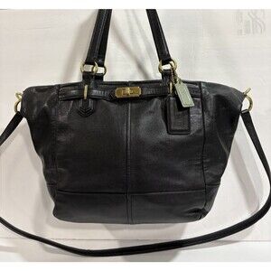 Coach Women's Leather Duffle Crossbody Satchel Purse Black Shoulder Bag